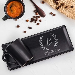 Tabaklı Siyah Türk Kahvesi Fincanı #2